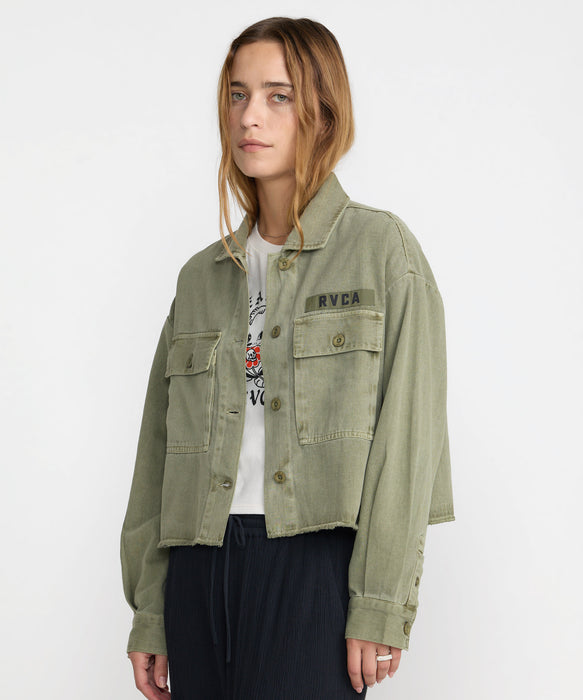 RVCA ウィメンズ RESERVE LS OVERSHIRT 長袖シャツ 【2026年秋冬モデル】 OLV / S