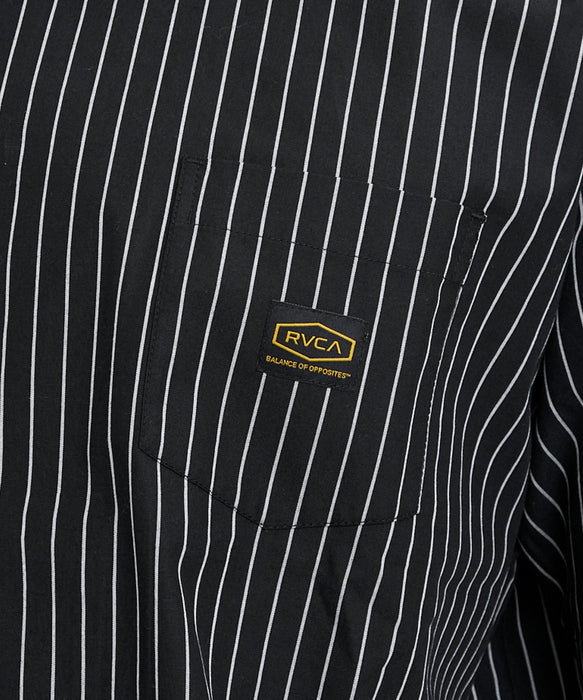 RVCA メンズ STRIPE WIDE SHIRT 半袖シャツ 【2026年夏モデル】 BKS / XL