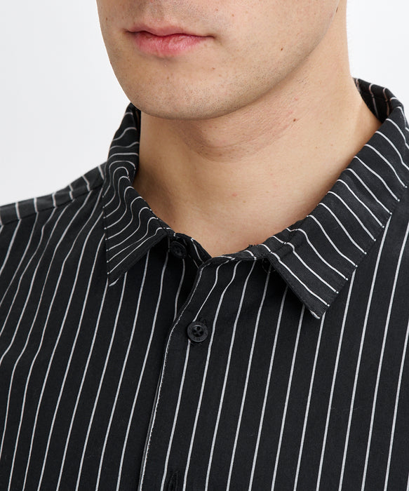 RVCA メンズ STRIPE WIDE SHIRT 半袖シャツ 【2026年夏モデル】 BKS / XL