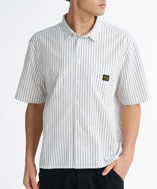 RVCA メンズ STRIPE WIDE SHIRT 半袖シャツ 【2026年夏モデル】 WHS / XL
