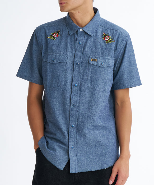 RVCA メンズ ROSA CHAMBRAY 半袖シャツ 【2026年夏モデル】 IND / XL