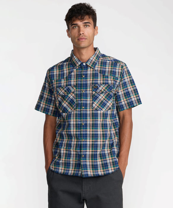 RVCA メンズ DAYSHIFT TRUNKIN PLAID SS 半袖シャツ 【2026年夏モデル】 DDN / XL