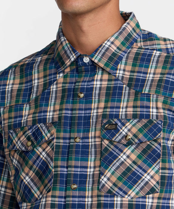 RVCA メンズ DAYSHIFT TRUNKIN PLAID SS 半袖シャツ 【2026年夏モデル】 DDN / XL