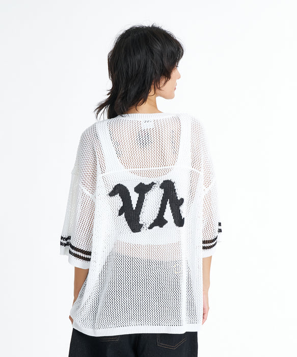 ニット+セーター athletic wear MASON MESH KNIT RVCA ウィメンズ MESH KNIT FOOTBALL TEE セーター 【2026年夏モデル】