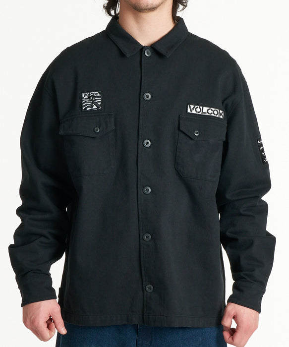 VOLCOM メンズ THE EVERGREEN LS SHIRTS 長袖シャツ 【2026年秋冬モデル】 FBK / XL
