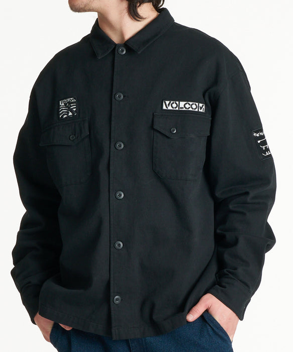 VOLCOM メンズ THE EVERGREEN LS SHIRTS 長袖シャツ 【2026年秋冬モデル】 FBK / XL