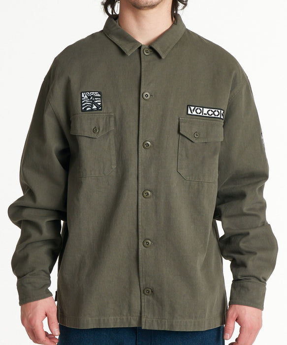 VOLCOM メンズ THE EVERGREEN LS SHIRTS 長袖シャツ 【2026年秋冬モデル】 OLV / XL