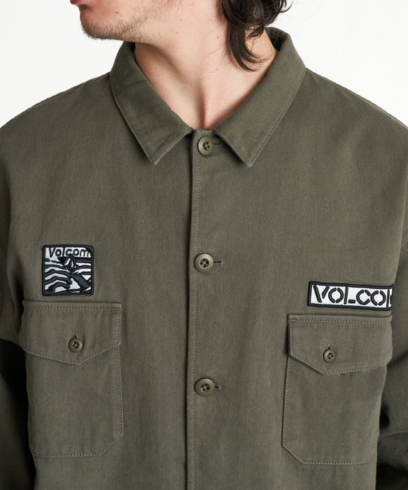 VOLCOM メンズ THE EVERGREEN LS SHIRTS 長袖シャツ 【2026年秋冬モデル】 OLV / XL