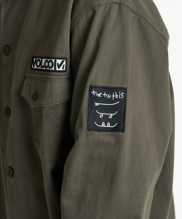 VOLCOM メンズ THE EVERGREEN LS SHIRTS 長袖シャツ 【2026年秋冬モデル】 OLV / XL