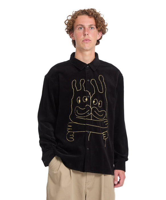 VOLCOM メンズ FA OZZY CORD LS 長袖シャツ 【2026年秋冬モデル】 BLK / XL