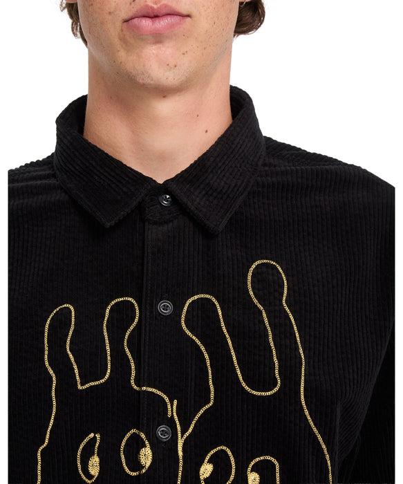 VOLCOM メンズ FA OZZY CORD LS 長袖シャツ 【2026年秋冬モデル】 BLK / XL