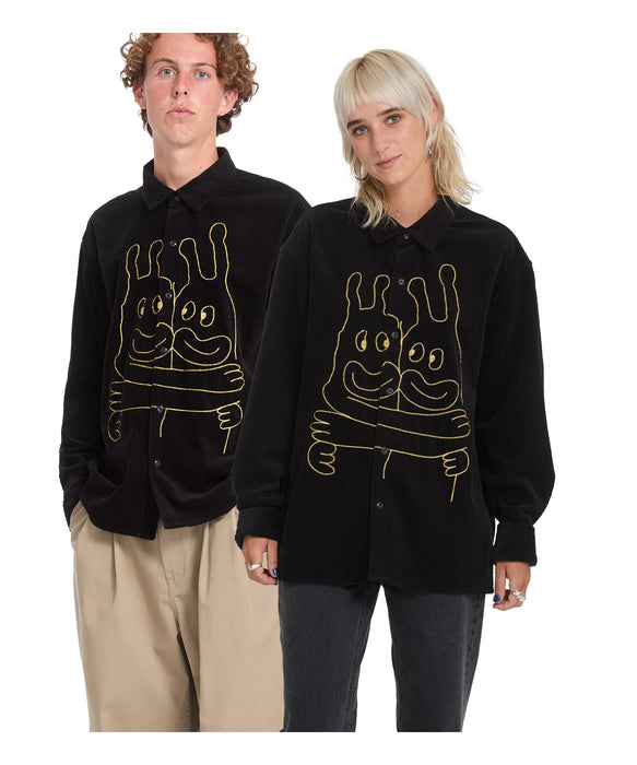 VOLCOM メンズ FA OZZY CORD LS 長袖シャツ 【2026年秋冬モデル】 BLK / XL