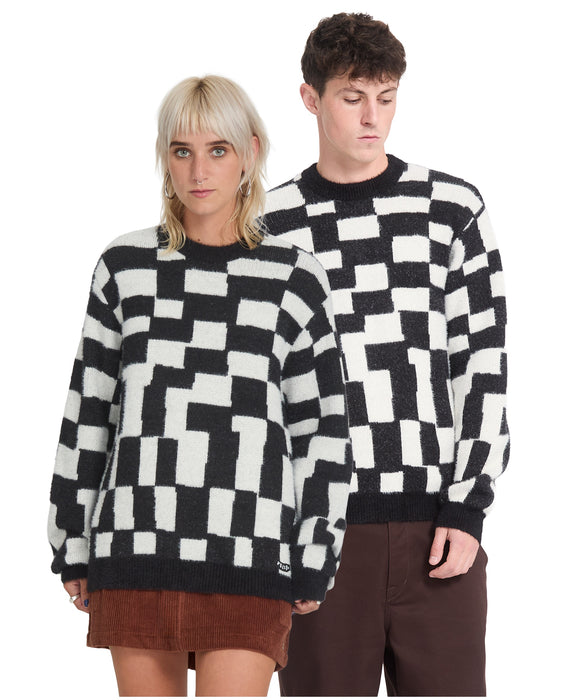 VOLCOM メンズ FA CARRAU SWTR CHECK セーター 【2026年秋冬モデル】 BLK / XL