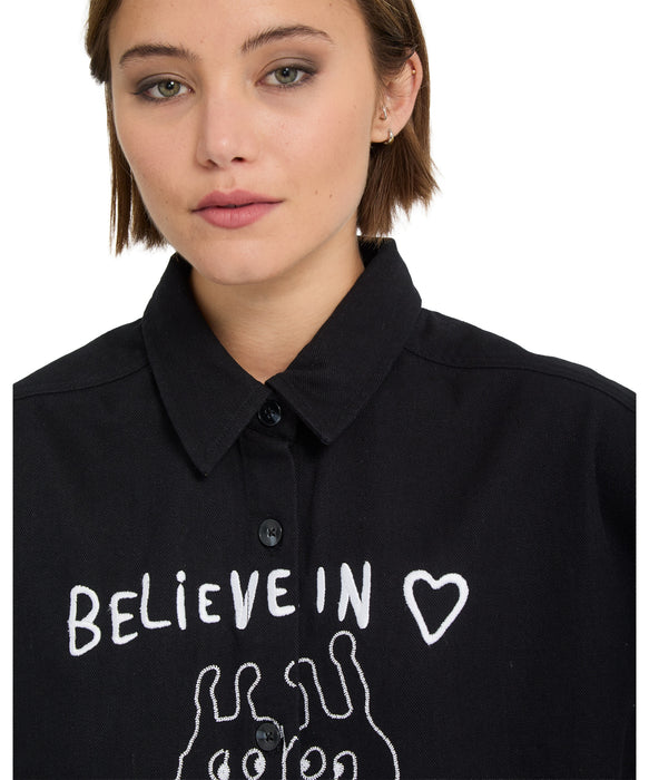 VOLCOM ウィメンズ FA OZZY DRESS 長袖シャツ 【2026年秋冬モデル】 BLK / L