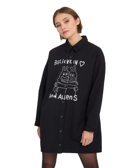 VOLCOM ウィメンズ FA OZZY DRESS 長袖シャツ 【2026年秋冬モデル】 BLK / L