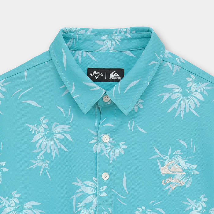【QUIKSILVER X Callaway】CWQS COASTAL FLORAL POLO SS花柄プリント半袖シャツ