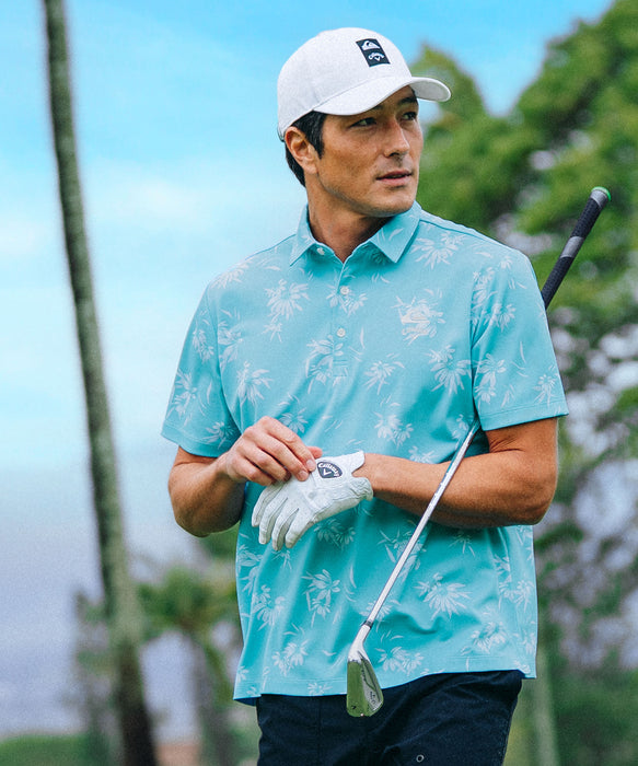 【QUIKSILVER X Callaway】CWQS COASTAL FLORAL POLO SS花柄プリント半袖シャツ