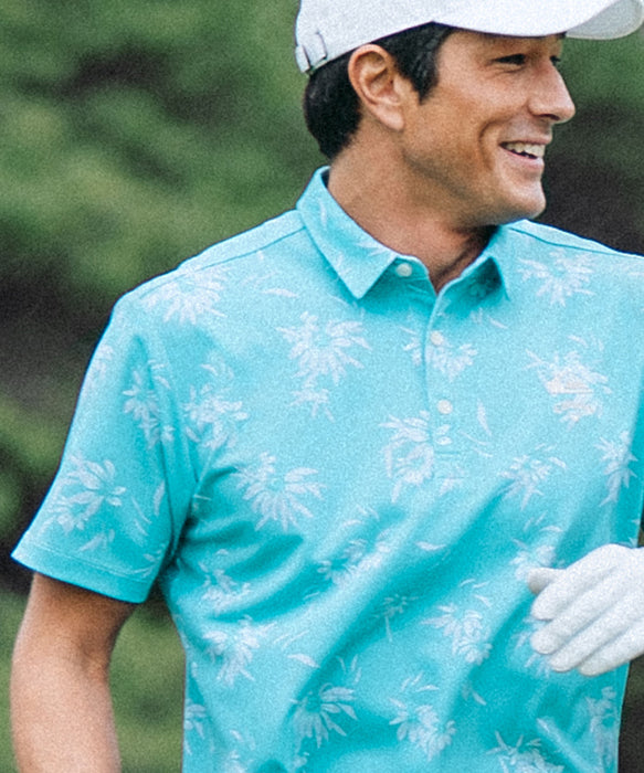 【QUIKSILVER X Callaway】CWQS COASTAL FLORAL POLO SS花柄プリント半袖シャツ