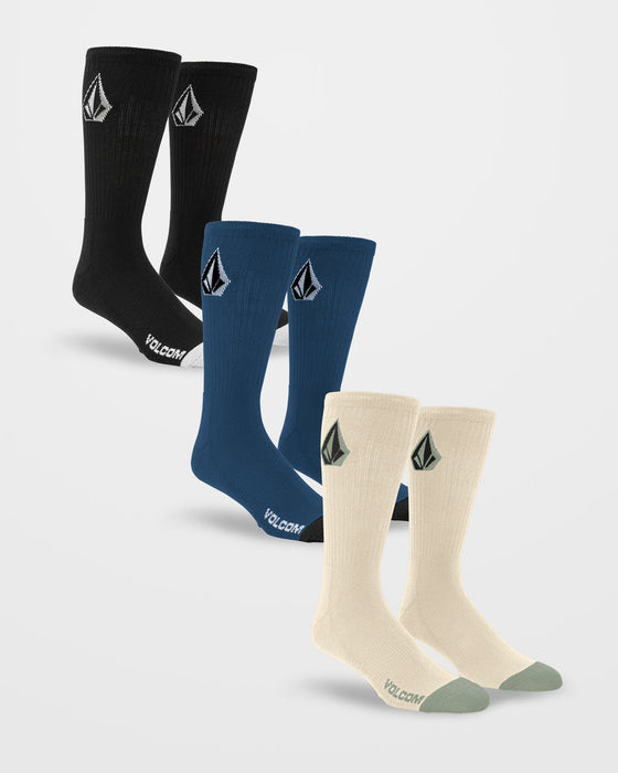 【OUTLET】VOLCOM Full Stone Mix Socks 3pk - Pale Khaki