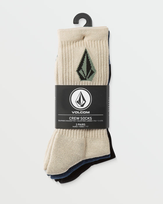 【OUTLET】VOLCOM Full Stone Mix Socks 3pk - Pale Khaki