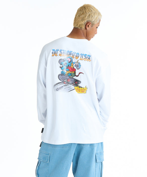 DC SHOES メンズ 26 SPRINT RAT LS ロンT 長袖Tシャツ【2026年春夏モデル】 WHT / XL