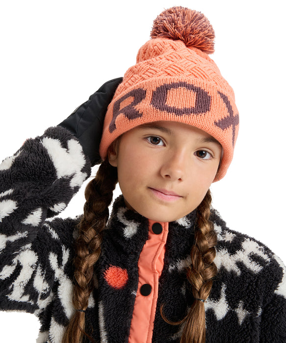 ROXY キッズ EFFIE GIRL BEANIE ビーニー ROXYジャガードロゴ ポンポン