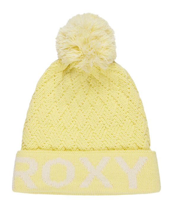 ROXY キッズ EFFIE GIRL BEANIE ビーニー ROXYジャガードロゴ ポンポン 【25-26SNOWモデル】 YFK0 / F