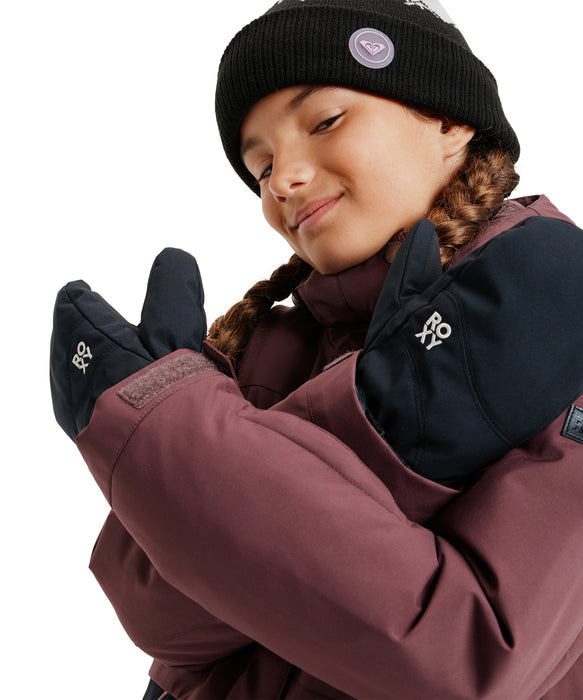 ROXY キッズ ROXY JETTY GIRL SOLID MITT スノーグローブ 手袋 10000mmの撥水・防水 リストベルト 【25-26SNOWモデル】 KVJ0 / S