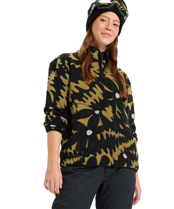 ROXY ウィメンズ MOONRISING FLEECE スノー ベースレイヤー ハーフジップトップス ハンドポケット・サムホール付き 【25-26SNOWモデル】 TMG1 / S