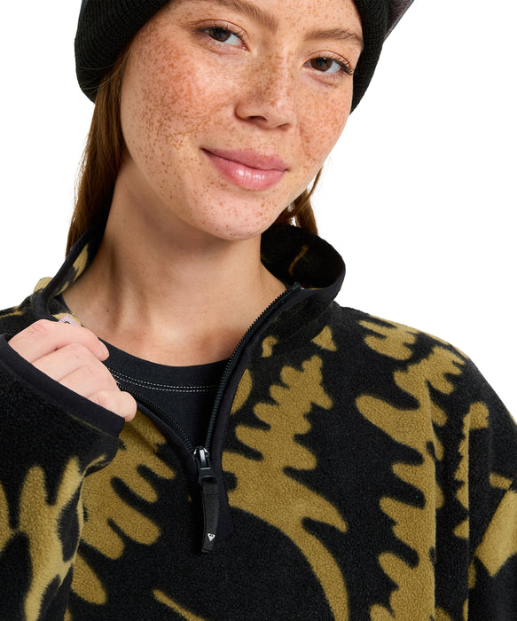 ROXY ウィメンズ MOONRISING FLEECE スノー ベースレイヤー ハーフジップトップス ハンドポケット・サムホール付き 【25-26SNOWモデル】 TMG1 / S