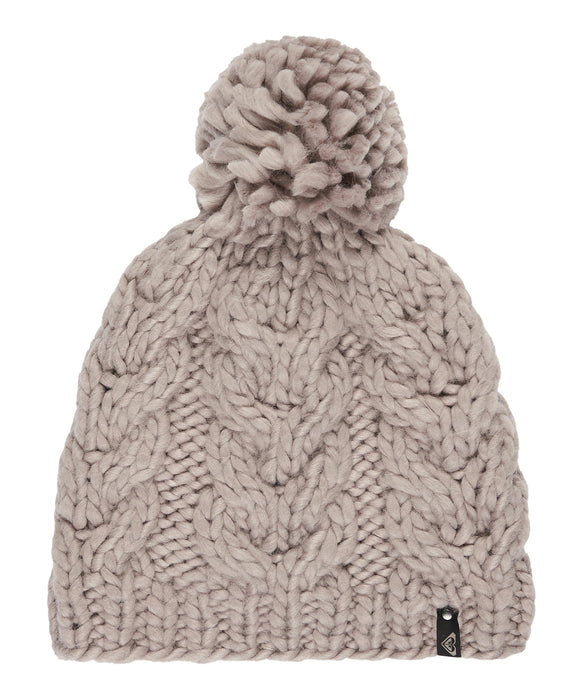 ROXY ウィメンズ WINTER BEANIE ケーブル編みビーニー ポンポン 【25-26SNOWモデル】 SJN0 / F