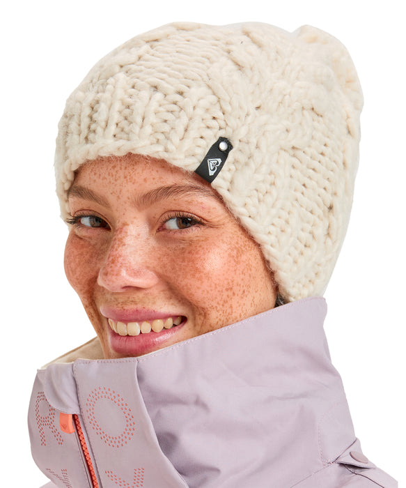 ROXY ウィメンズ WINTER BEANIE ケーブル編みビーニー ポンポン 【25-26SNOWモデル】 WCF0 / F