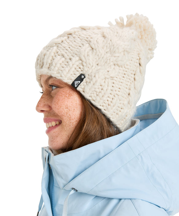 ROXY ウィメンズ WINTER BEANIE ケーブル編みビーニー ポンポン 【25