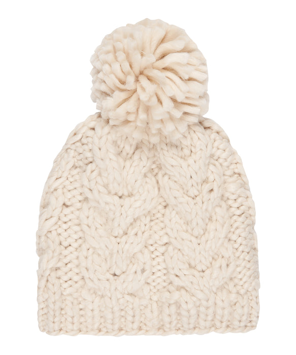 ROXY ウィメンズ WINTER BEANIE ケーブル編みビーニー ポンポン 【25-26SNOWモデル】 WCF0 / F