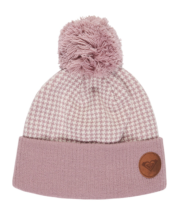 ROXY ウィメンズ ICEVALLEY BEANIE ビーニー 千鳥格子 ポンポン【25