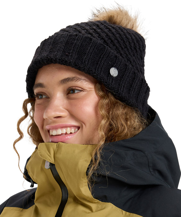 ROXY ウィメンズ BLIZZARD BEANIE ビーニー フリースライナー付き 保湿 ポンポン【25-26SNOWモデル】 KVJ0 / F