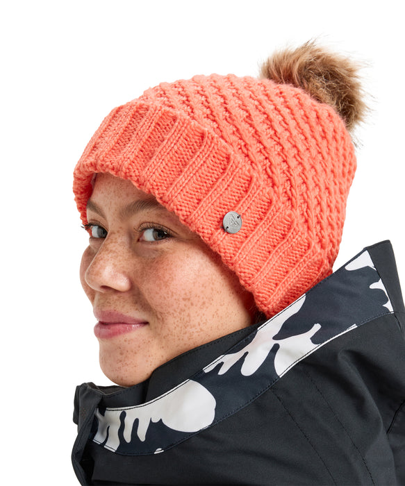 ROXY ウィメンズ BLIZZARD BEANIE ビーニー フリースライナー付き 保湿 ポンポン【25-26SNOWモデル】 NKN0 / F