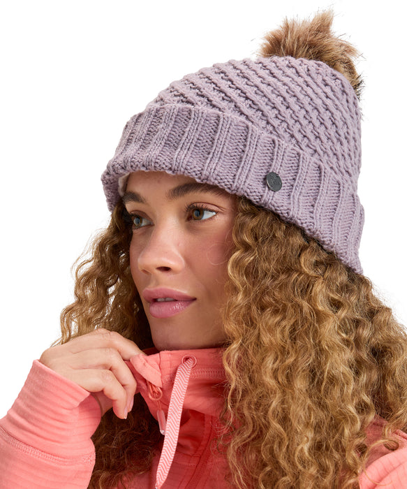 ROXY ウィメンズ BLIZZARD BEANIE ビーニー フリースライナー付き 保湿 ポンポン【25-26SNOWモデル】 PJQ0 / F