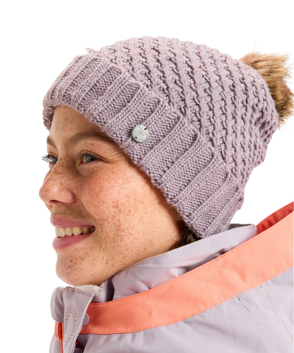 ROXY ウィメンズ BLIZZARD BEANIE ビーニー フリースライナー付き 保湿 ポンポン【25-26SNOWモデル】 PJQ0 / F