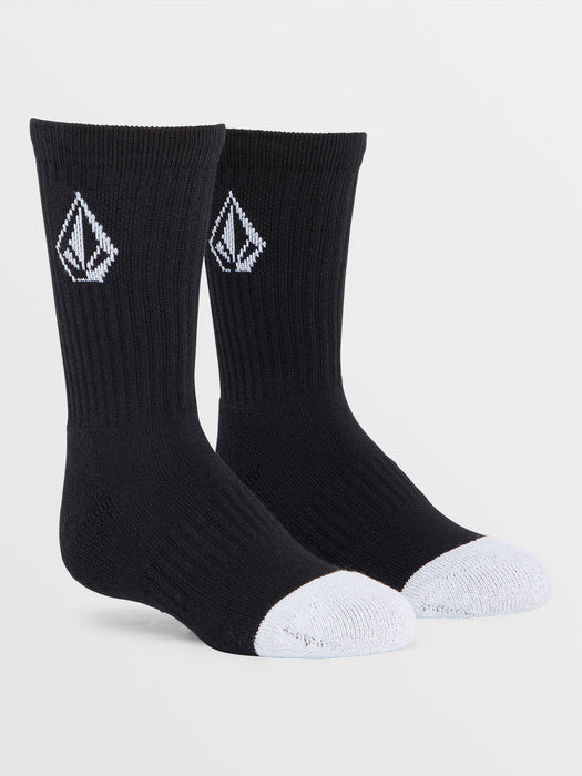【OUTLET】VOLCOM Big Boys Full Stone Socks 3 Pack - Black