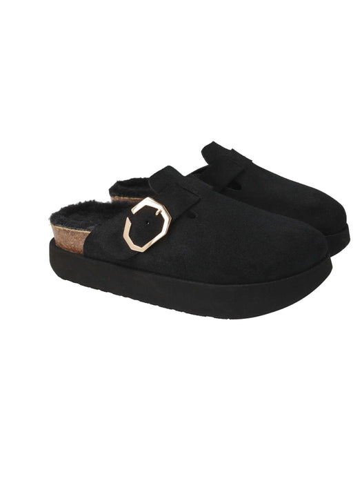 GENUINS ウィメンズ 《厚底》 クロッグサンダル クロッグサンダル INDIANA VELOUR WOOL BLACK 【2026年秋冬モデル】