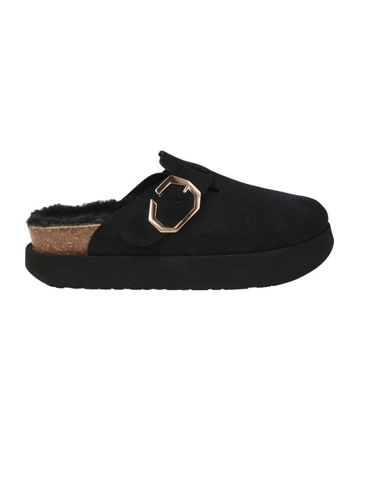 GENUINS ウィメンズ 《厚底》 クロッグサンダル クロッグサンダル INDIANA VELOUR WOOL BLACK 【2026年秋冬モデル】