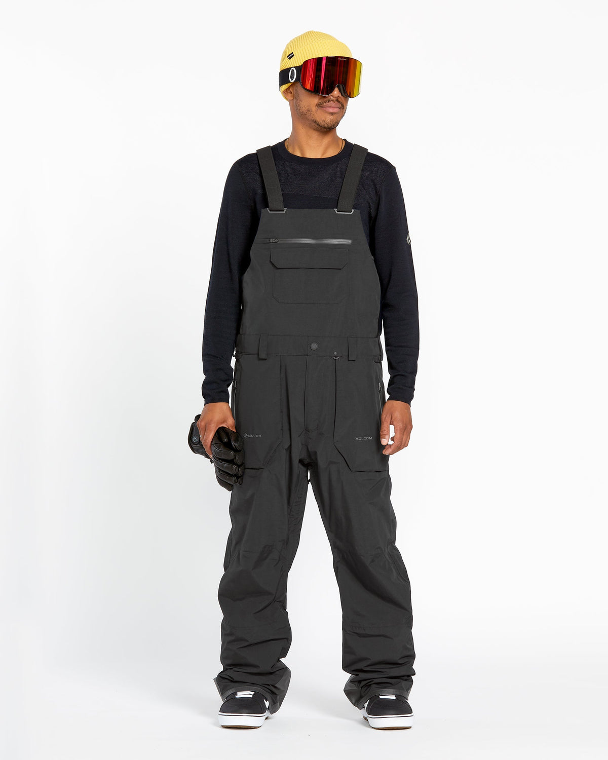 VOLCOM GORE-TEX オーバーオール スノーボードウェア　黒 OUTLET】VOLCOM Mens Rain Gore-Tex Bib Overalls - Black