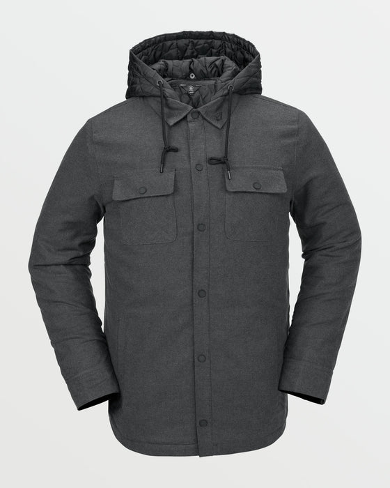 OUTLET】VOLCOM Mens Insulated Riding Flannel - Heather Black