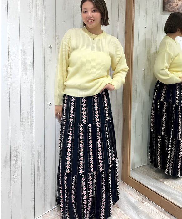 【オンラインストア・直営店限定】ROXY SWEETWATER CREPE MAXI SKIRT 花柄マキシスカート 【2026年秋冬モデル】