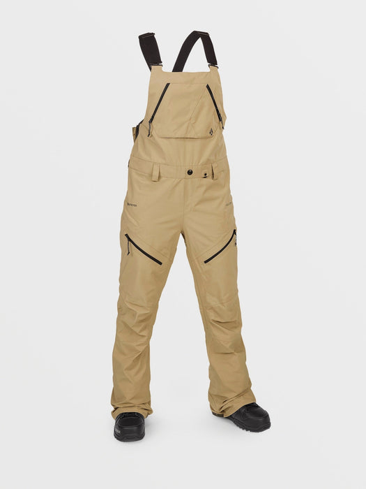 OUTLET】VOLCOM Womens Elm Stretch Gore Bib Overalls - Dark Khaki
