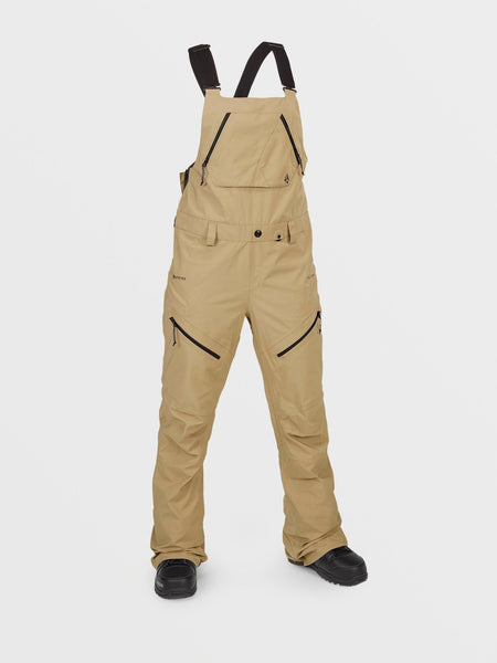 OUTLET】VOLCOM Womens Elm Stretch Gore Bib Overalls - Dark Khaki