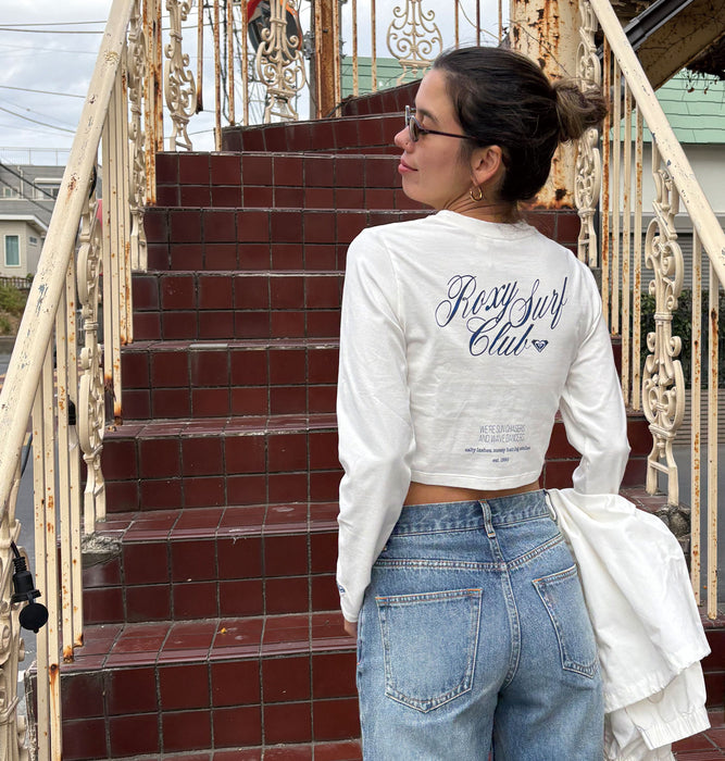 Roxy SUN CHASERS L/S ウィメンズ 長袖Tシャツ ロンT ティーシャツ バックプリント クロップド丈 丈短め
