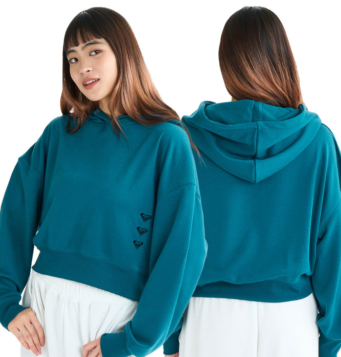 Roxy Fitness TRIPLE HEARTS HOODIE ウィメンズ フィットネス ショート丈 プルオーバートップス 速乾・UVカット<2025FW SPORTS>