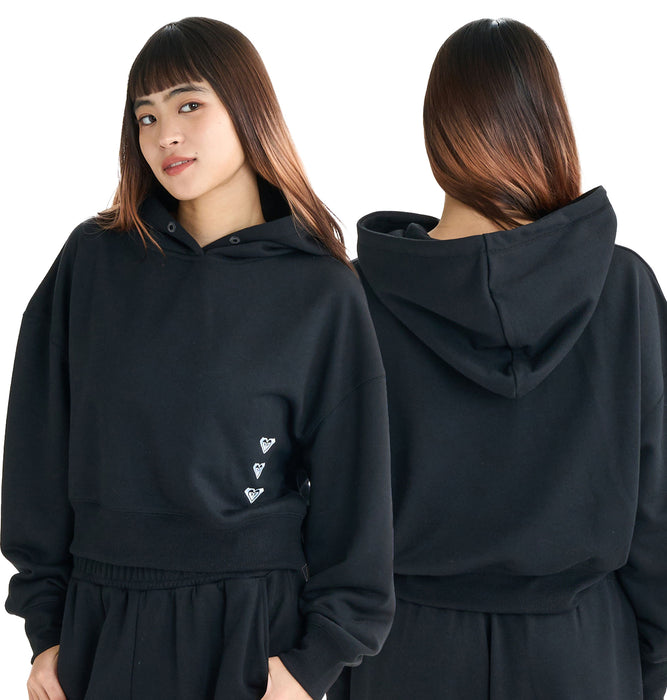 Roxy Fitness TRIPLE HEARTS HOODIE ウィメンズ フィットネス ショート丈 プルオーバートップス 速乾・UVカット<2025FW SPORTS>